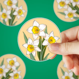 Daffodil Bunch Sticker | Cute Waterproof Vinyl Decal for Laptops, Water Bottles, Phone Cases | Scratch-Resistant & Dishwasher-Safe |