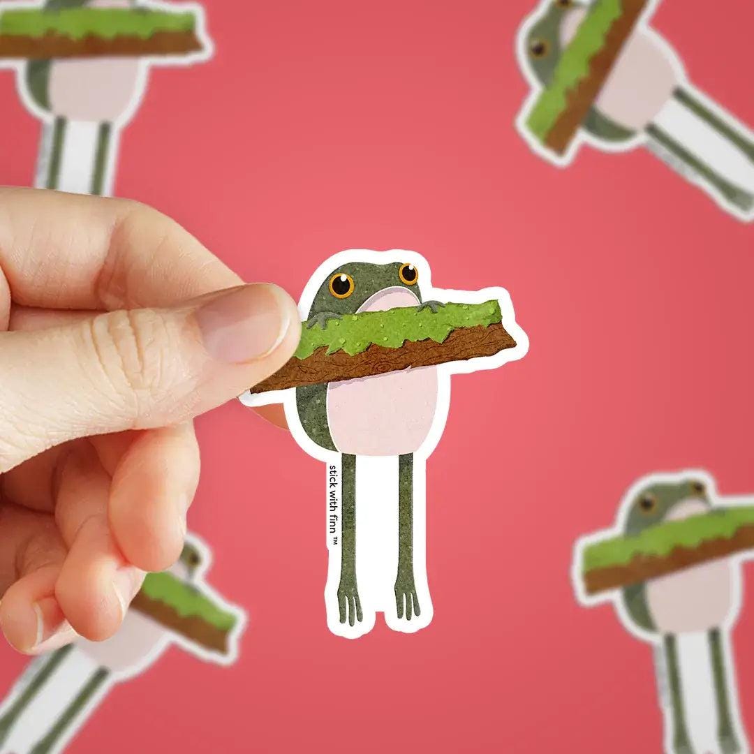 Hangin' in There Frog Sticker - Cute and Funny Frog Vinyl Decal for ...