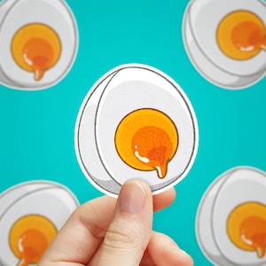 Boiled Egg Sticker | Cute Waterproof Vinyl Decal for Laptops, Water Bottles, Phone Cases | Scratch-Resistant & Dishwasher-Safe |