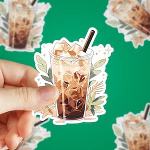 Iced Latte Sticker | Cute Waterproof Vinyl Decal for Laptops, Water Bottles, Phone Cases | Scratch-Resistant & Dishwasher-Safe |