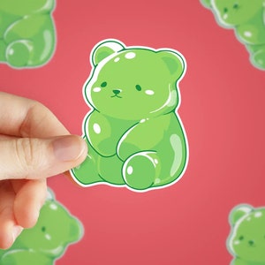 Green Gummy Bear Sticker | Cute Waterproof Vinyl Decal for Laptops, Water Bottles, Phone Cases | Scratch-Resistant & Dishwasher-Safe |