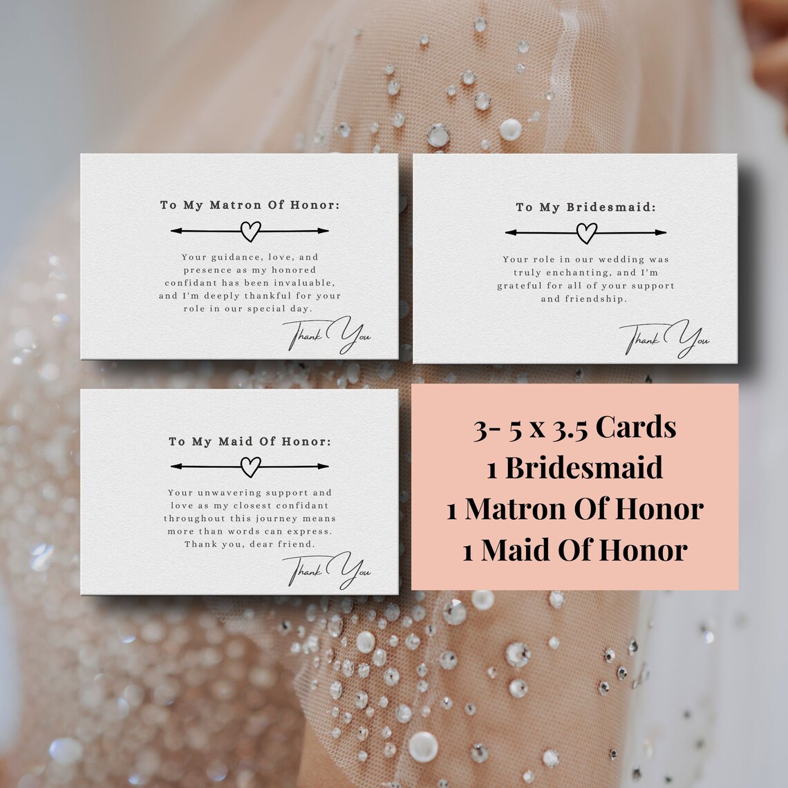 Bridesmaid Thank You Card Template: Wedding Bridal Party Appreciation ...