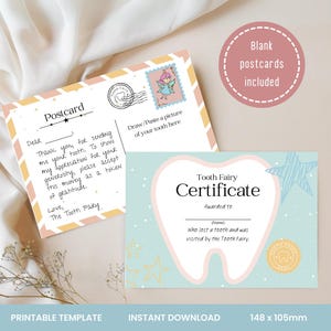 Certificat et lettre de fée des dents pour enfants, idée cadeau pour dentiste, activité mignonne pour enfants, idée cadeau visite dentaire
