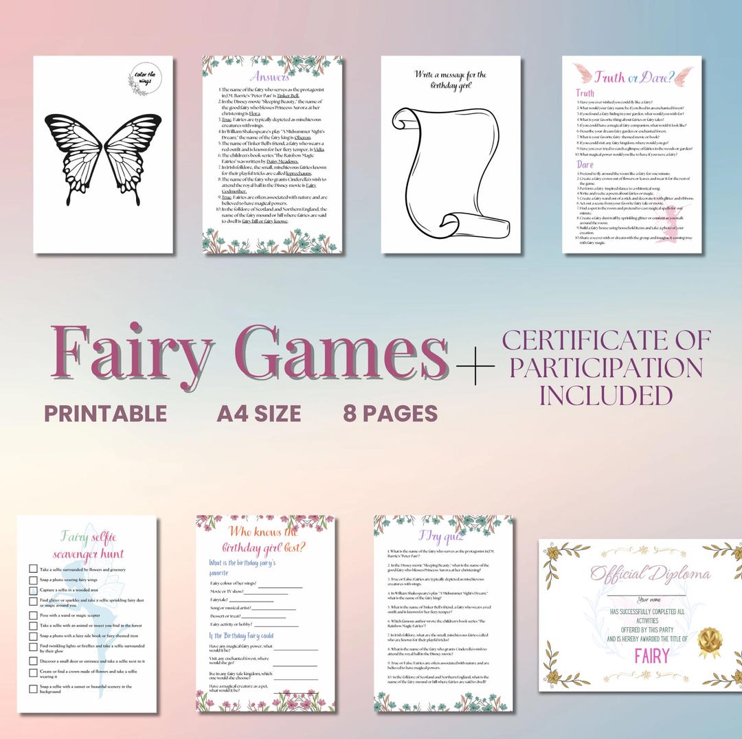 Fairy Theme Party Game for Birthday Party for Children Fun Activity and ...