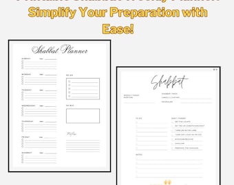 Shabbat Weekly Planner: Simplify Your Preparation with Ease!  | Printable Worksheets
