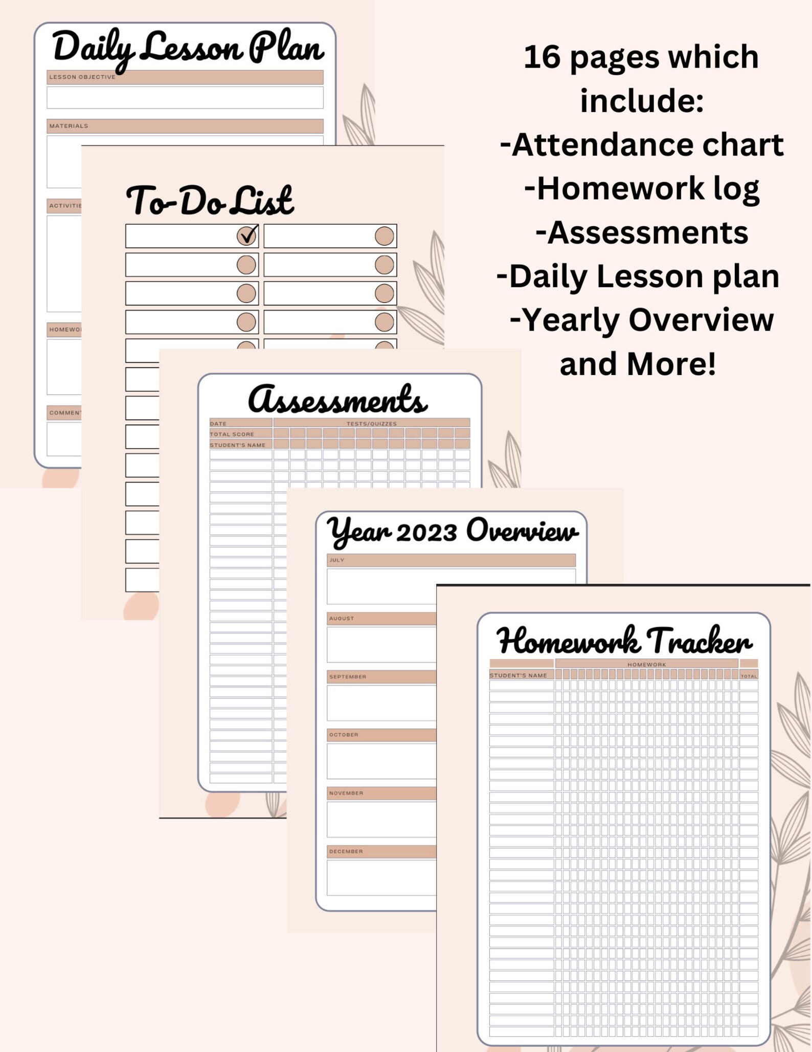 Ultimate Teacher Record Book 2023 2024 Printable Worksheets Etsy