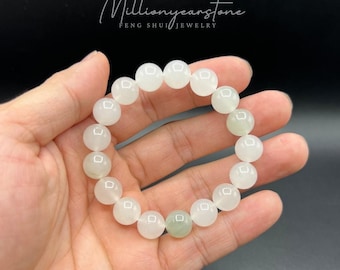 Handmade White Jade Bracelet: Minimalist Unisex Gemstone Jewelry, 10mm beaded
