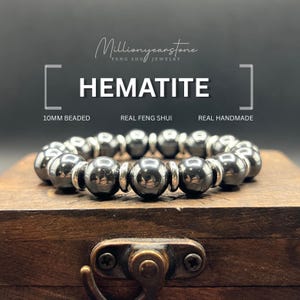 Handmade Hematite Bracelet: Stainless Steel Accents, Men&#39;s Grounding Jewelry, 10mm natural gemstone