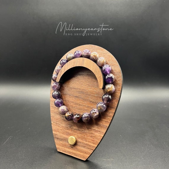 Handmade Amethyst Bracelet: 8mm Natural Gemstone Beads, February Birthstone, 8mm beaded