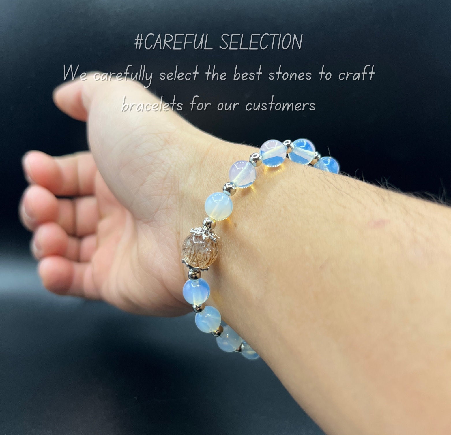 Bracelet Perles Cristal De Roche (quartz) 8mm - Fait Main En France - Taille Sur Mesure