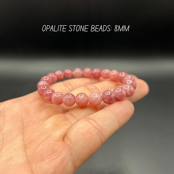 Natural Rhodochrosite beads (8mm), Love Attraction gemstone Bangle, 8mm Pink crystal Bracelet, Yoga Practice , Love Stone Bracelet, handmade