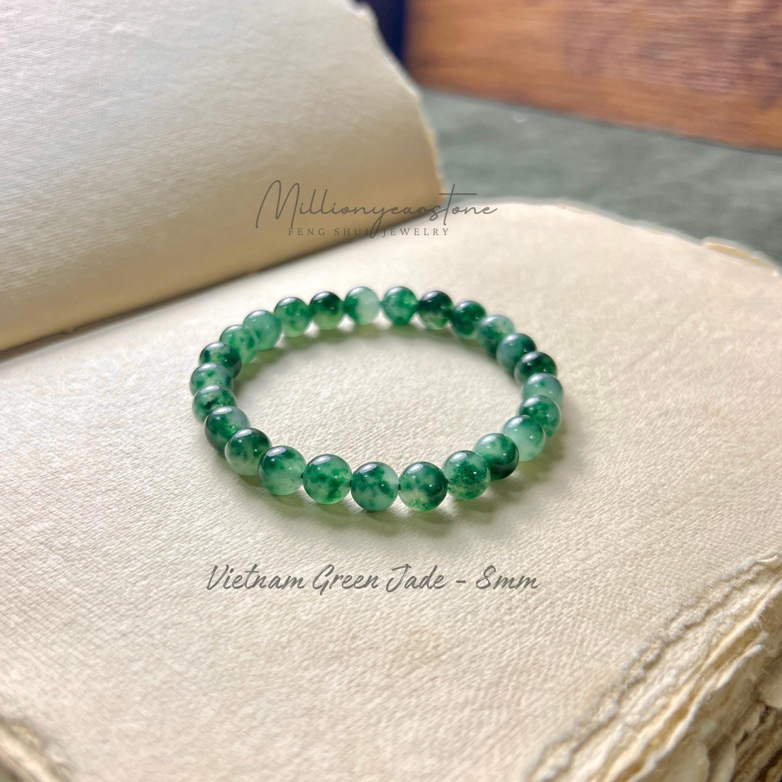 Bracelet En Jade De Chine 8 Mm Modèle Dugmar - Neuf Avec étiquettes