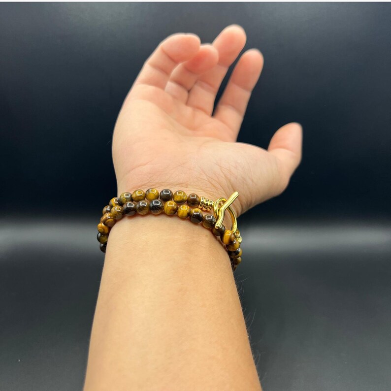 Tiger Eye Beads Bracelet 6mm Beaded Bracelet Womens Tiger Eye Bracelet