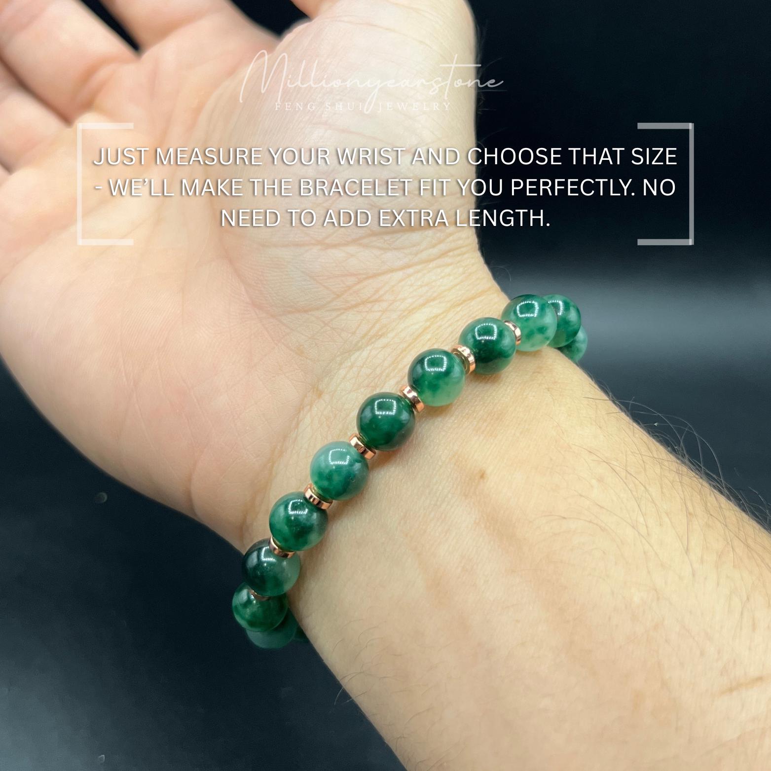 Puremaa Green Jade Bracelet - Healing Crystal Wealth Bracelet - Jade Bracelet For Unisex - Bring Good Luck Prosperity And Emotional Balance 8mm Gemstone
