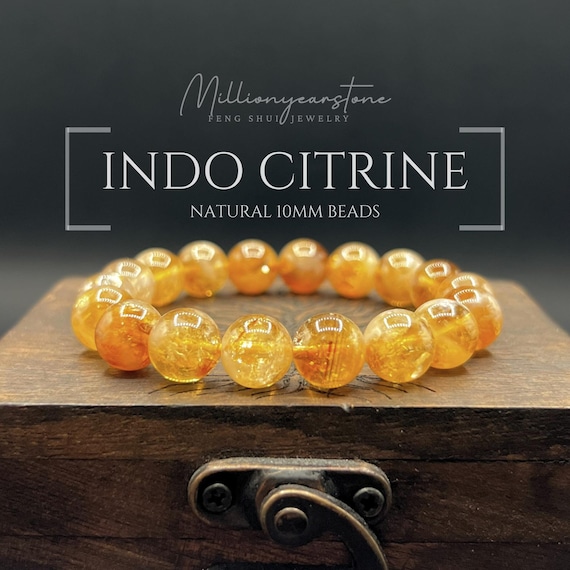 Indonesian Citrine Bracelet | Handmade 10mm Feng Shui Jewelry