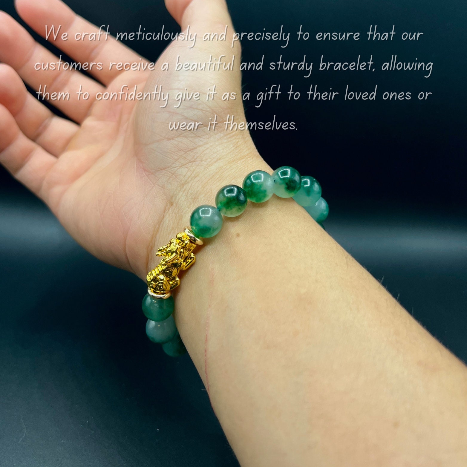 Real Pixiu Bracelet | Natural Vietnamese Jade Stone (10mm