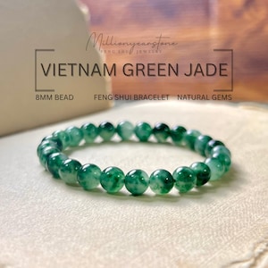 Vietnam Green Jade 8mm Bracelet | Natural Handmade Jewelry | Minimalist May Birthstone