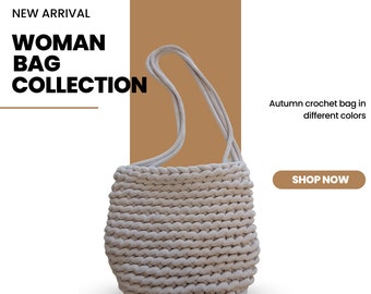 Hight Quality, Crochet Bag, BOBBINY Yarn, Autumn Bag, Handmade Bag