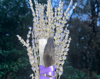 Red Fox Paw Selenite & Lavender Cleansing Wand