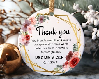 Custom Officiant Gift Ornament, Personalized Thank you Gift for Officiant, Thank you Cards Wedding Officiant, Custom Christmas Present