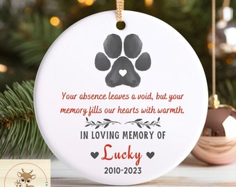 Custom Pet Bereavement Ornament Gift, Personalized Pet Remembrance Gift for Memorial Keepsake, In Loving Memory Sympathy Ornament Present