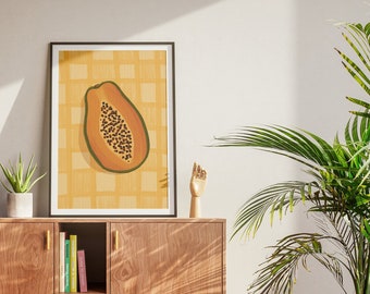 Papaya Print, Papaya kitchen Print, FruitWall Art, Fruit Poster, Kitchen Wall Art, Kitchen Decor, Printable Wall Art, Modern Art