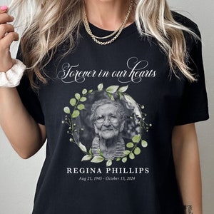 Forever in Our Heart Shirt, Personalized Memorial Photo Shirt, Funeral Gift Shirt, Rest In Peace Shirt, Custom Matching Memorial Shirt