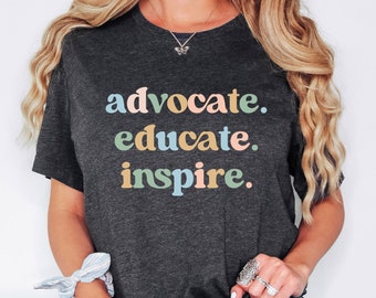 Advocate Educate Inspire Camisa, Camisa de maestro Sped, Camisa de educación especial, Regalo de maestro SPED, Camiseta de maestro de educación especial, Regalo de maestro de autismo