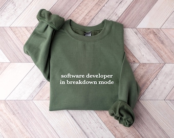 Sudadera divertida de ingeniero de software, camisa con modo de desglose de codificación, regalo para desarrolladores, programador minimalista, cuello redondo