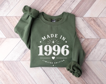 Made In 1996 Sweatshirt Vintage Birthday Sweatshirt 29th Birthday Gift Retro 1996 Crewneck Limited Edition Sweatshirt
