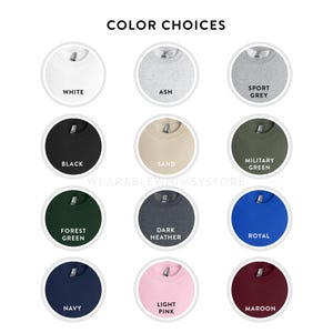 the color choices for a t - shirt