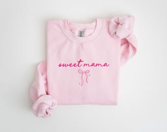 Moletom "Sweet Mama" - Presente fofo para mamãe, camiseta estética para mamãe, moletom moderno para mamãe, presente para o Dia das Mães, pulôver aconchegante.