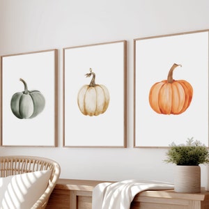 Kürbis 3er Set druckbare Wandkunst, Herbst Kürbisse Druck, moderne Herbst Dekor, Kürbis Dekorationen, Kürbis Poster, Download Kunst