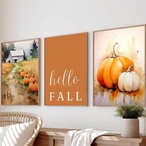 Orange Hello Fall Print Set: Pumpkin Decor (Digital Download)