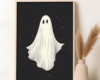 Cute Ghost With an Umbrella Painting Cute Ghost Print Goth - Etsy