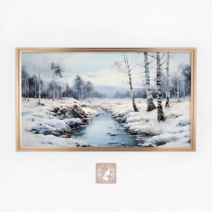 Samsung Frame TV Art Picture, Winter Landscape Frame tv Art, Winter Watercolour Art, Frame tv Picture, Art for Frame tv, Frame TV, Digital