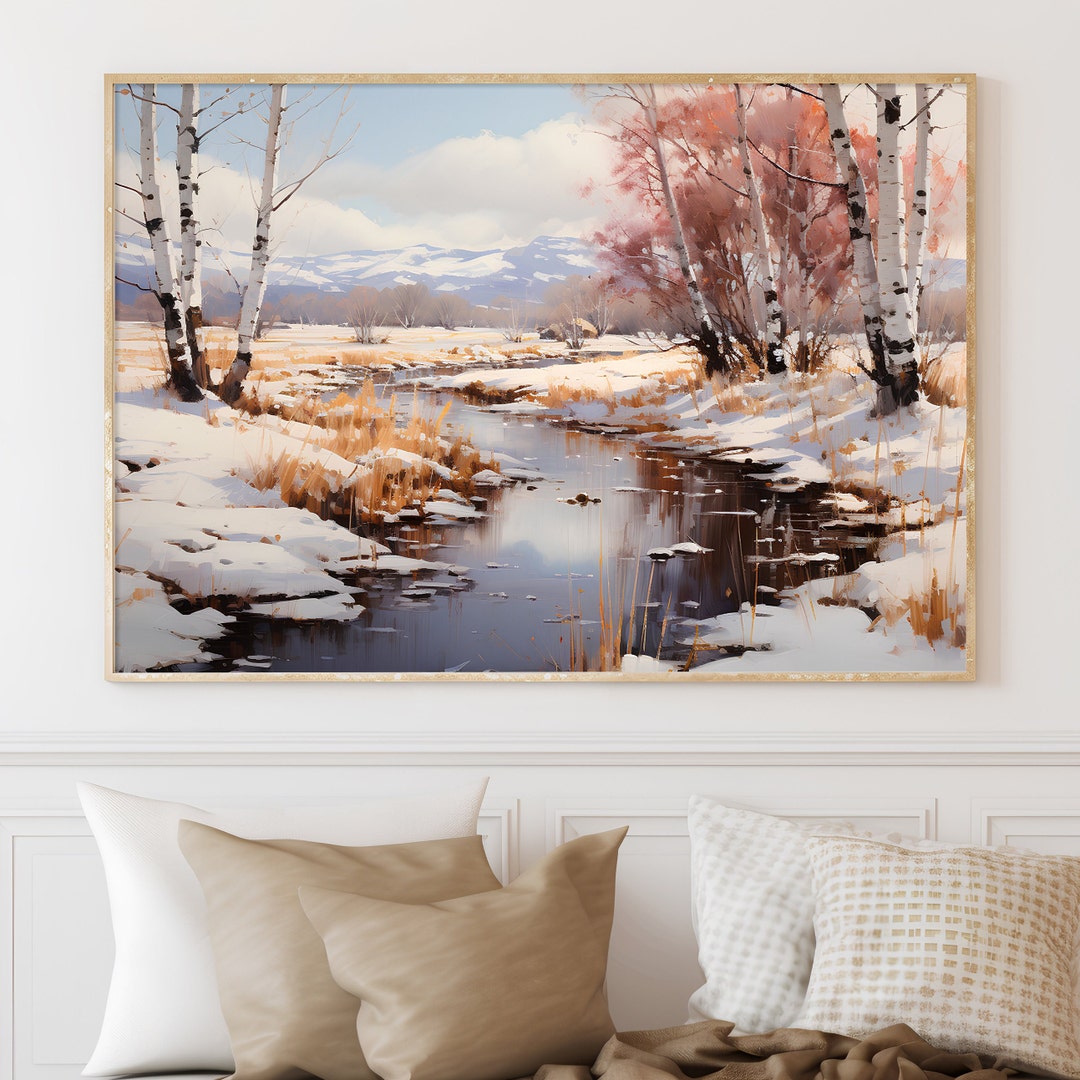 Winter Landscape Print, Winter Printable Wall Art, Winter Birchs Wall ...