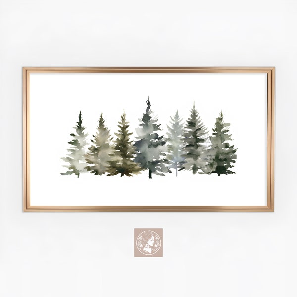 Samsung Frame TV Art Picture, Winter Frame tv Art, Pine Watercolour Art, Frame tv Picture, Pine Art for Frame tv, Frame TV, Digital Download