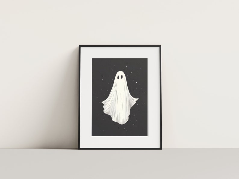 Halloween Ghost Print, Halloween Poster, Spooky Wall Art, Ghost Picture, Vintage Halloween Decor, Dark Art, Printable Poster, Ghost Artwork image 5