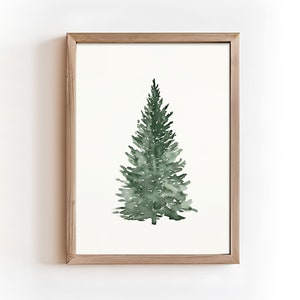 Christmas Tree Print, Evergreen Tree Poster, Winter Printable Wall Art Winter Painting Art, Christmas Watercolour Print, Fir Tree Poster