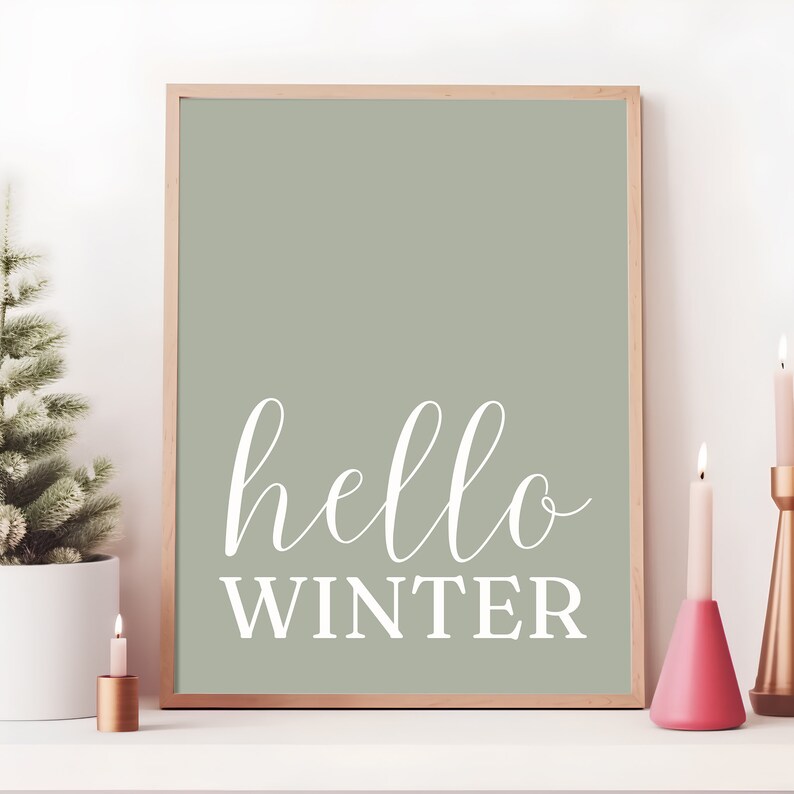 Hello Winter Print: Typography Art, Seasonal Decor (digital Download ...