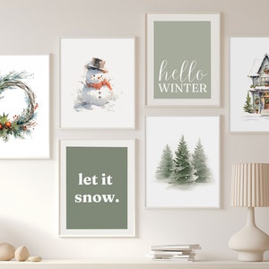 Watercolor Winter Prints Set: Holiday Home Decor (Digital Download)