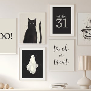 Halloween Set of 6 Prints, Halloween Poster, Spooky Wall Art, Pumpkin Print, Ghost Poster, Dark Print Bundle, Instant Download, Picture Set