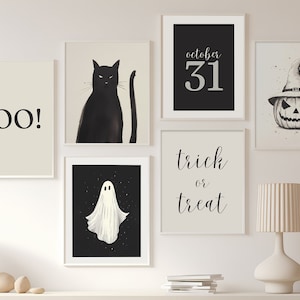 Halloween Set aus 6 Drucke, Halloween Poster, gruselige Wandkunst, Kürbis Druck, Geist Poster, dunkle Drucke Bundle, Sofort Download, Bilder Set