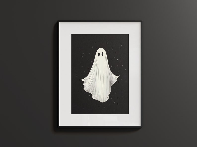 Halloween Ghost Print, Halloween Poster, Spooky Wall Art, Ghost Picture, Vintage Halloween Decor, Dark Art, Printable Poster, Ghost Artwork image 6