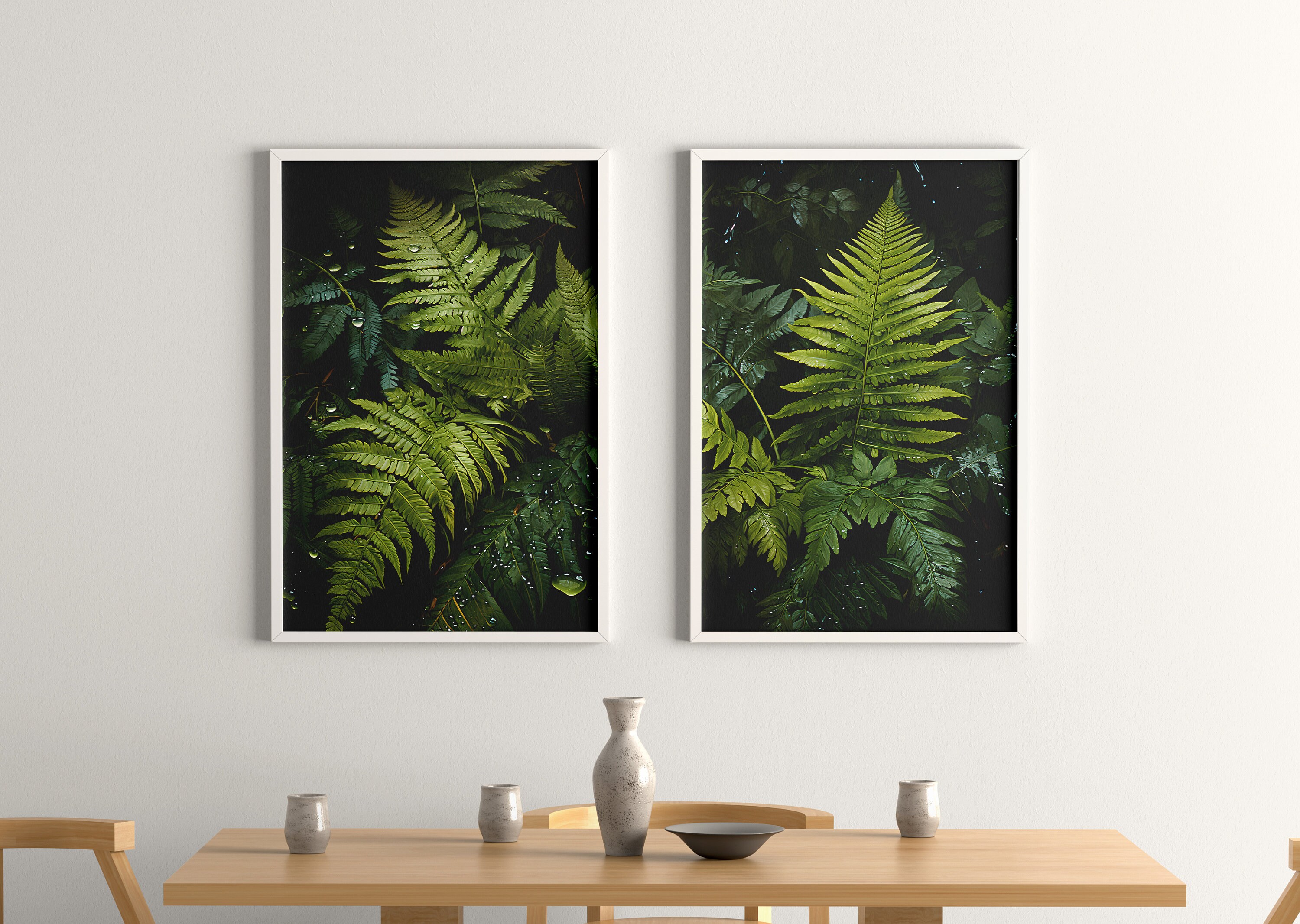 Fern Print Set of 2, Plant Prints, Moody Botanical, Wall Art Print, Dark Plant Wall Art, Landscape Plant Print, Downloadable, Picture Set