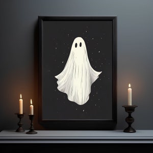 Halloween Ghost Print, Halloween Poster, Spooky Wall Art, Ghost Picture, Vintage Halloween Decor, Dark Art, Printable Poster, Ghost Artwork image 3