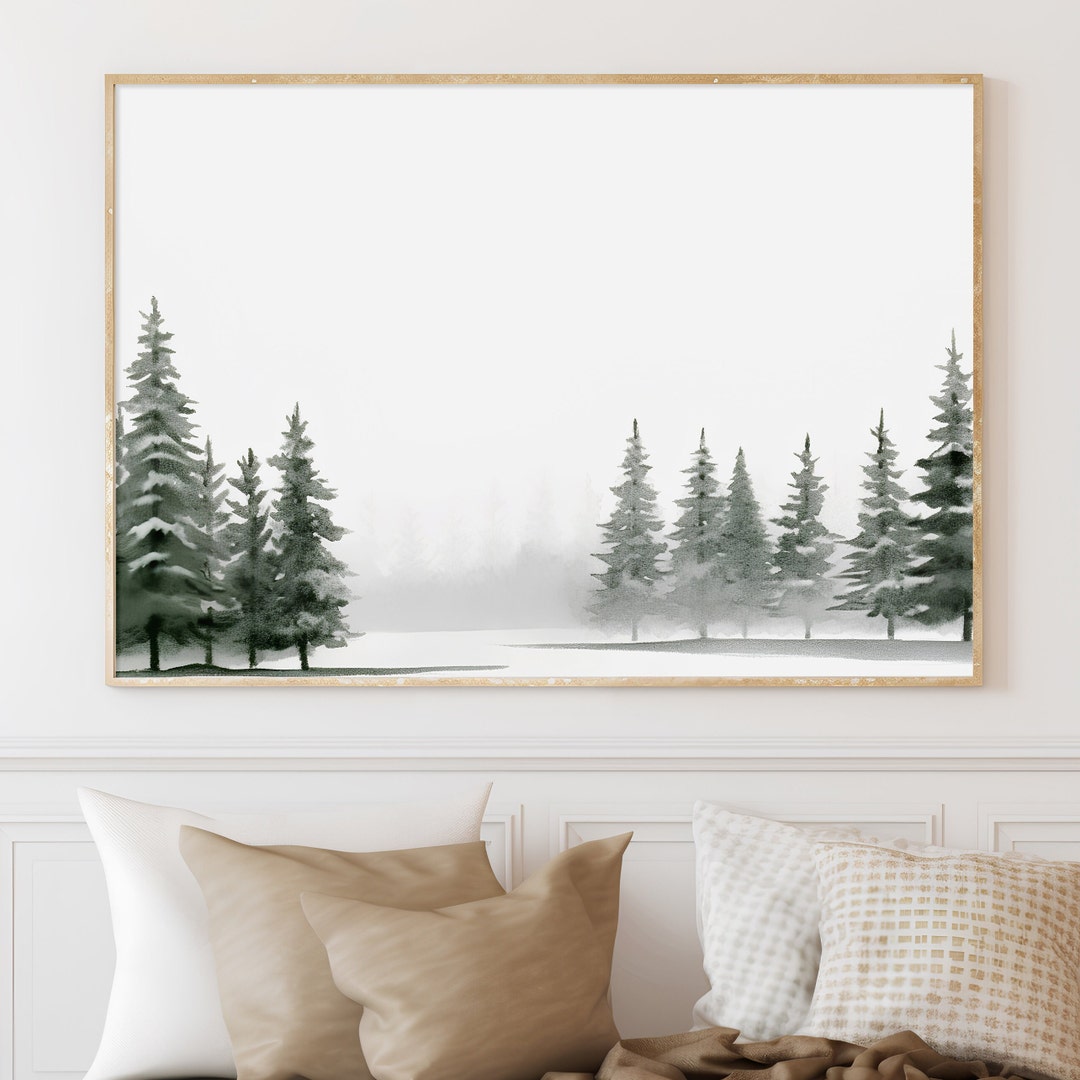 Winter Forest Print, Winter Printable Wall Art, Winter Tree Wall Art