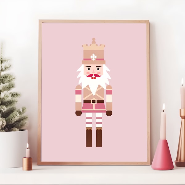 Nutcracker Christmas Print, Christmas Print, Pink Christmas Printable, Xmas Printable, Pink Christmas, Instant Download, Nutcracker Print