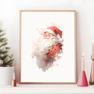 Santa Christmas Watercolor Print: Holiday Wall Art (Digital Download)
